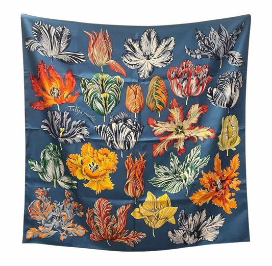 Hermes Size 90 blue/floral Scarf